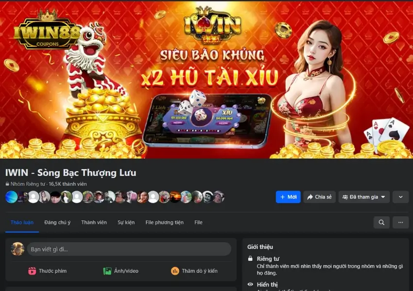 Cộng đồng người chơi iWin Club trên Facebook